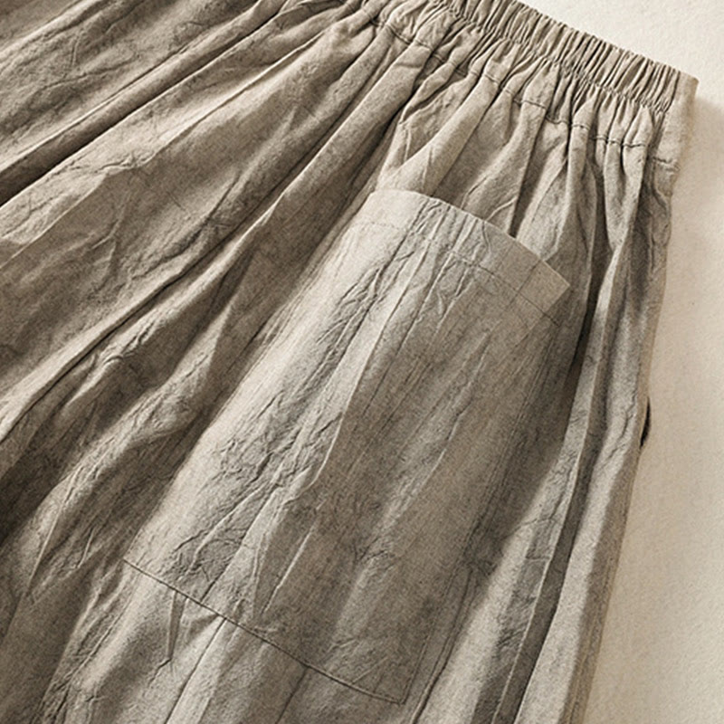Summer Casual Tie-dye Plain Cotton Women's Shorts With Pockets