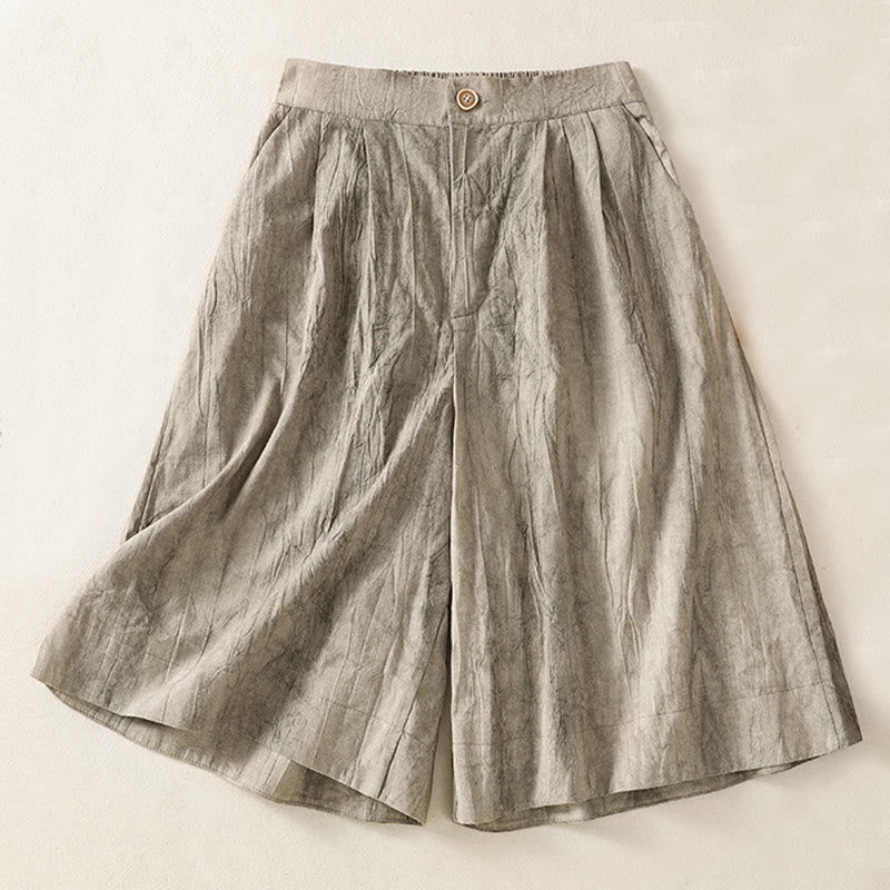 Summer Casual Tie-dye Plain Cotton Women's Shorts With Pockets