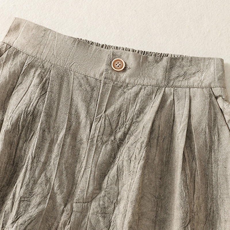 Summer Casual Tie-dye Plain Cotton Women's Shorts With Pockets