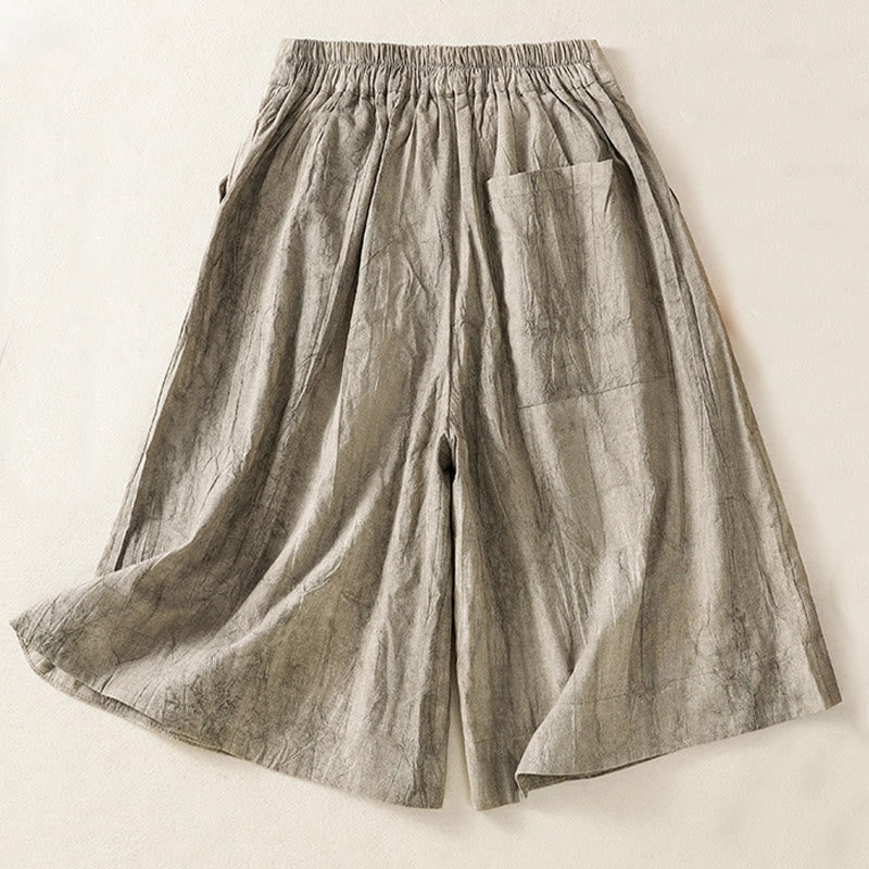 Summer Casual Tie-dye Plain Cotton Women's Shorts With Pockets