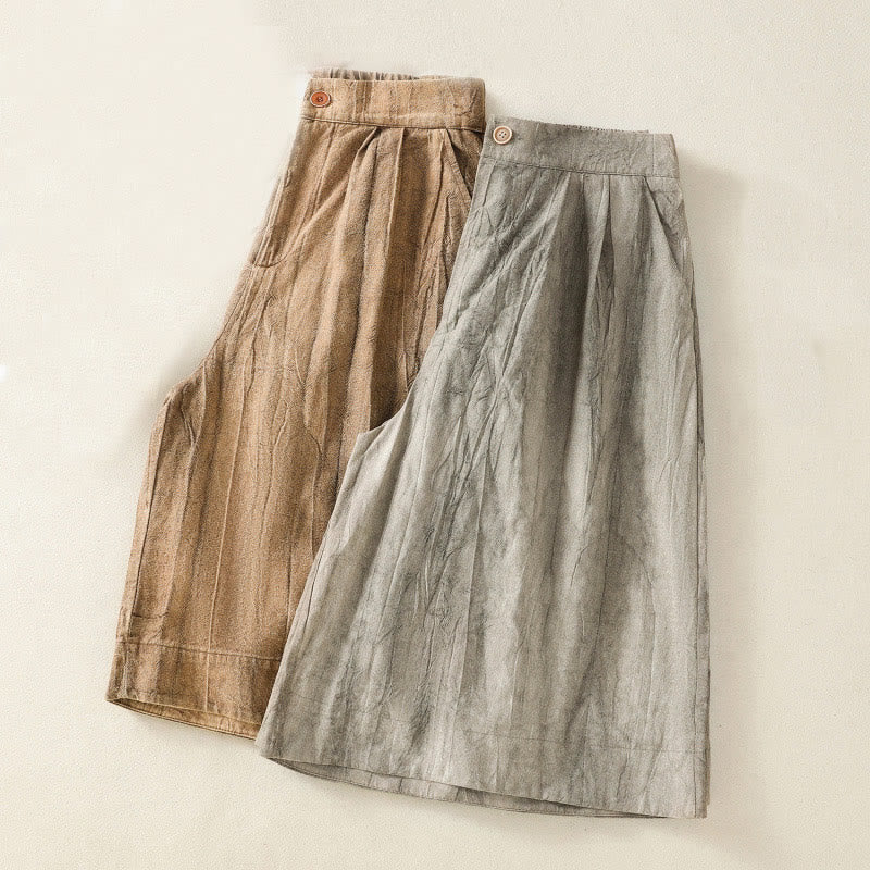 Summer Casual Tie-dye Plain Cotton Women's Shorts With Pockets