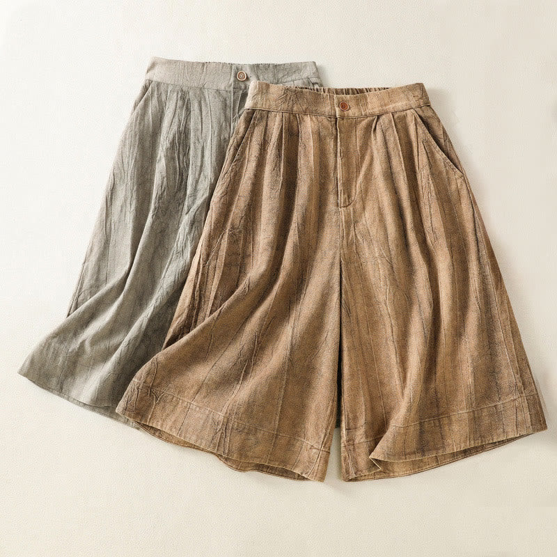 Summer Casual Tie-dye Plain Cotton Women's Shorts With Pockets