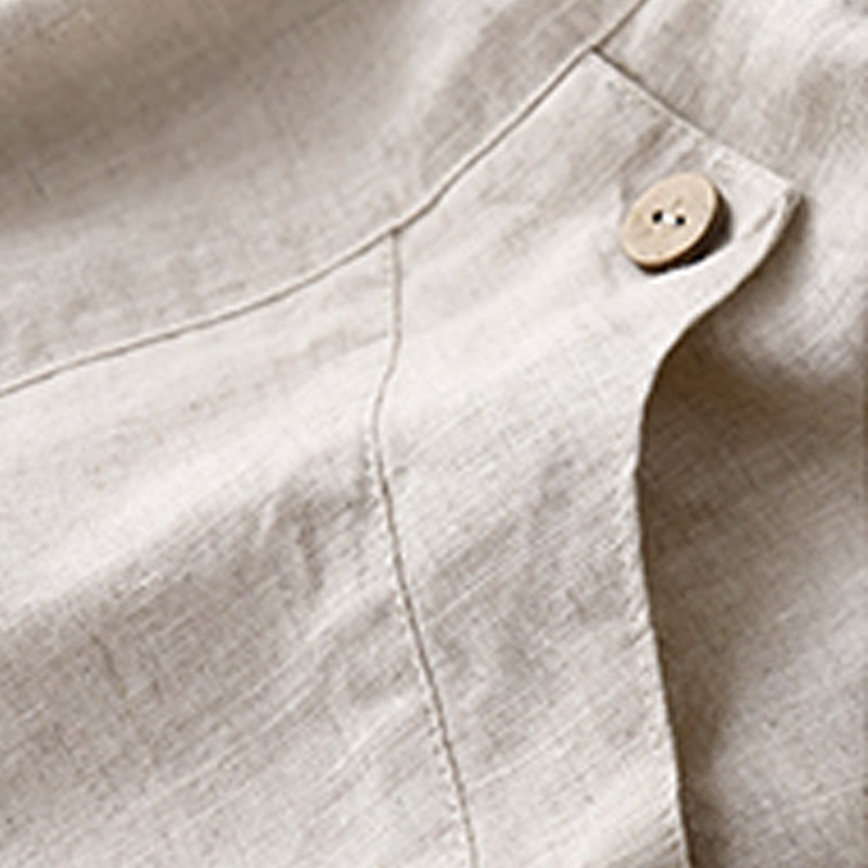 Summer Casual Buttons Plain Cotton Women's Shorts With Pockets