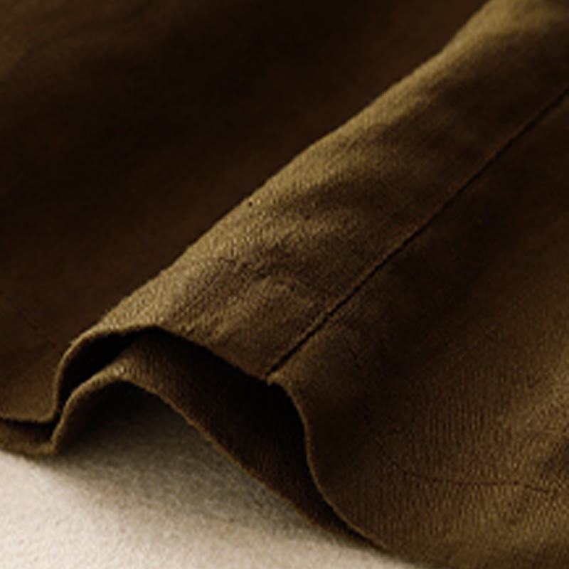 Summer Casual Buttons Plain Cotton Women's Shorts With Pockets
