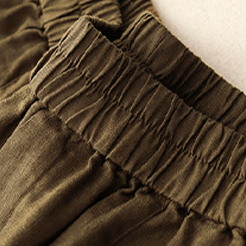 Summer Casual Buttons Plain Cotton Women's Shorts With Pockets