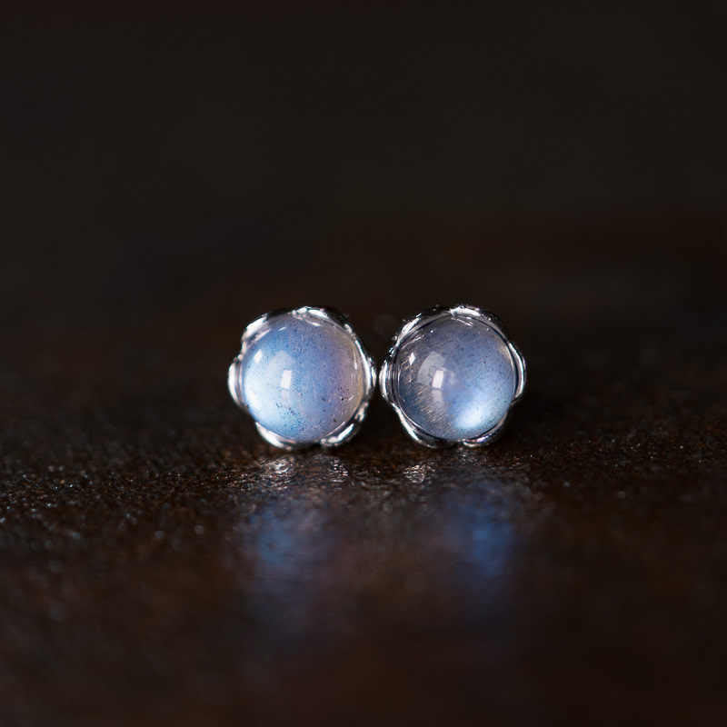 Luminous Moonstone 925 Sterling Silver Healing Stud Earrings