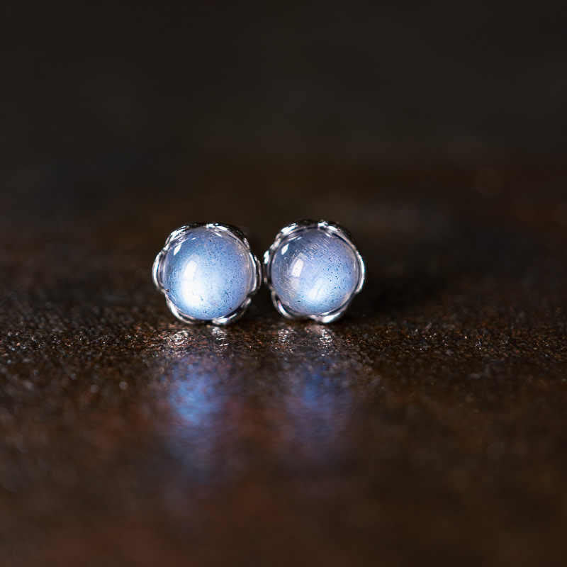 Luminous Moonstone 925 Sterling Silver Healing Stud Earrings