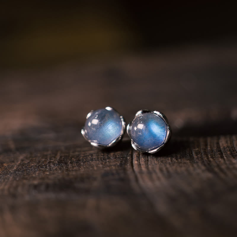 Luminous Moonstone 925 Sterling Silver Healing Stud Earrings