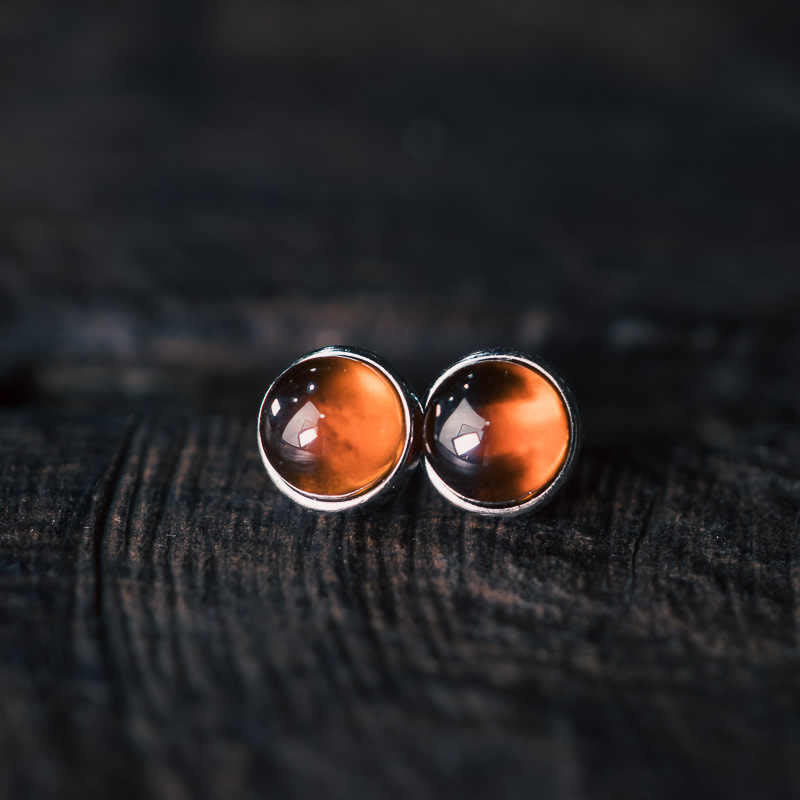 Minimalist 925 Sterling Silver Garnet Stud Earrings