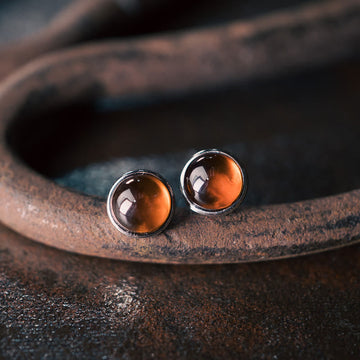 Minimalist 925 Sterling Silver Garnet Stud Earrings