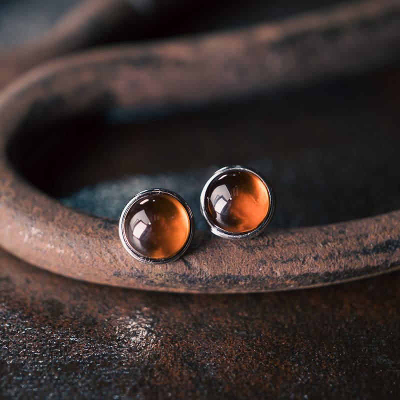 Minimalist 925 Sterling Silver Garnet Stud Earrings