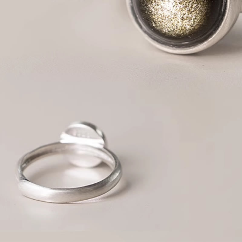 Natural Gold Sheen Obsidian 925 Sterling Silver Adjustable Minimalist Ring