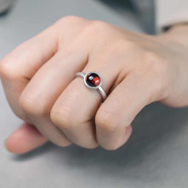 Natural Garnet 925 Sterling Silver Adjustable Ring