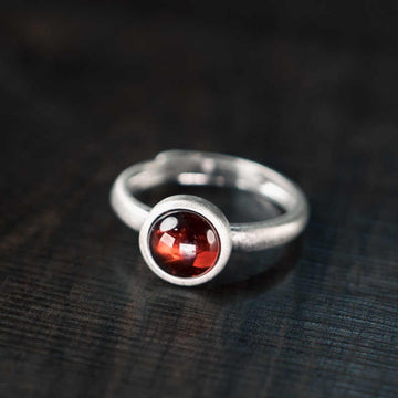 Natural Garnet 925 Sterling Silver Adjustable Ring