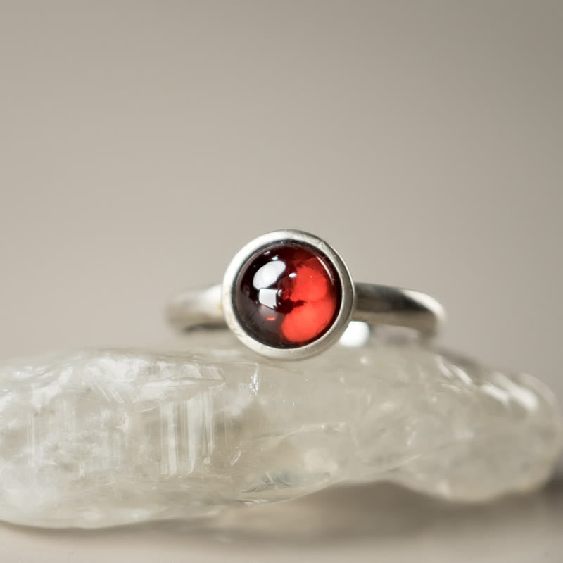 Natural Garnet 925 Sterling Silver Adjustable Ring