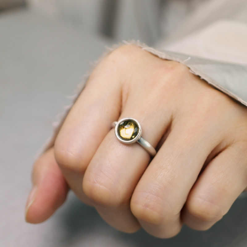 Natural Citrine 925 Sterling Silver Adjustable Minimalist Open Band Ring