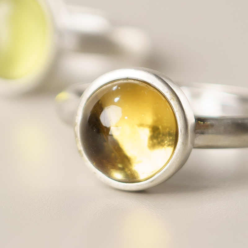 Natural Citrine 925 Sterling Silver Adjustable Minimalist Open Band Ring