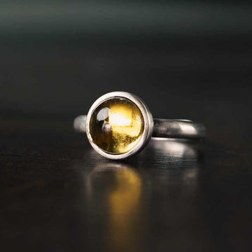 Natural Citrine 925 Sterling Silver Adjustable Minimalist Open Band Ring