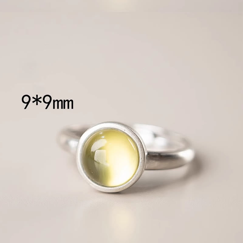 Natural 925 Sterling Silver Prehnite Citrine Adjustable Happiness Ring