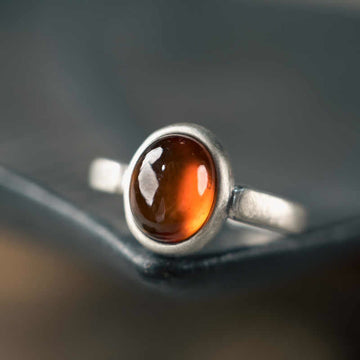 Natural Garnet Inlaid 925 Sterling Silver Adjustable Minimalist Ring