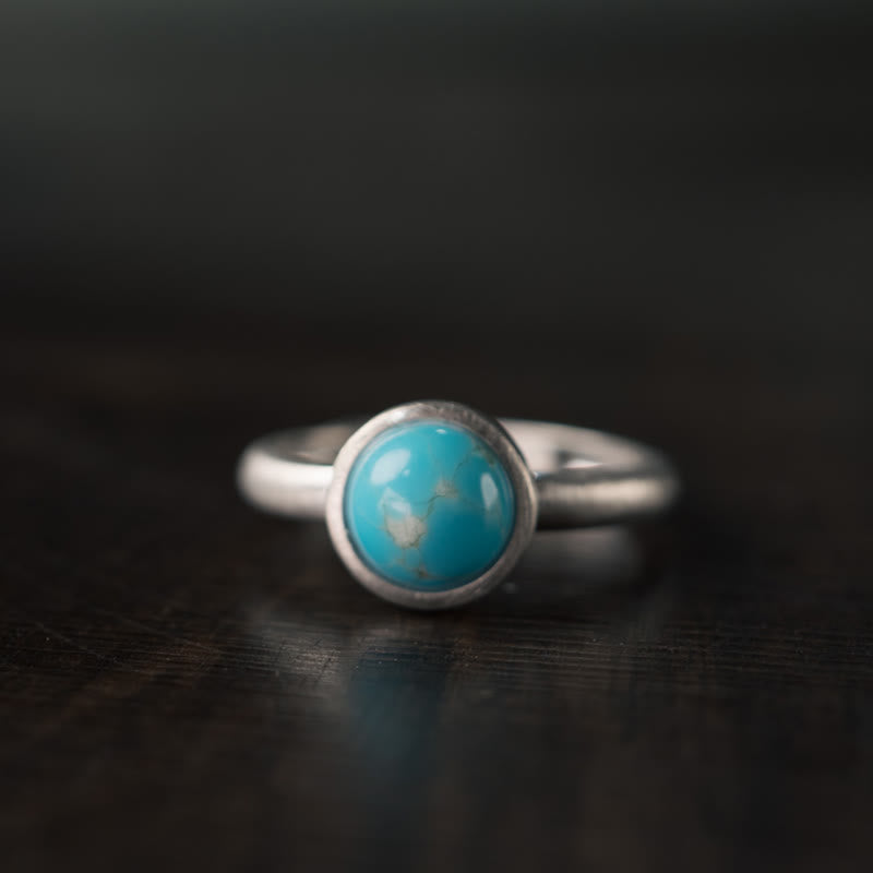 Natural Lapis Lazuli and Turquoise 925 Sterling Silver Adjustable Balance Ring