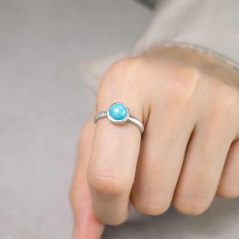 Natural Lapis Lazuli and Turquoise 925 Sterling Silver Adjustable Balance Ring