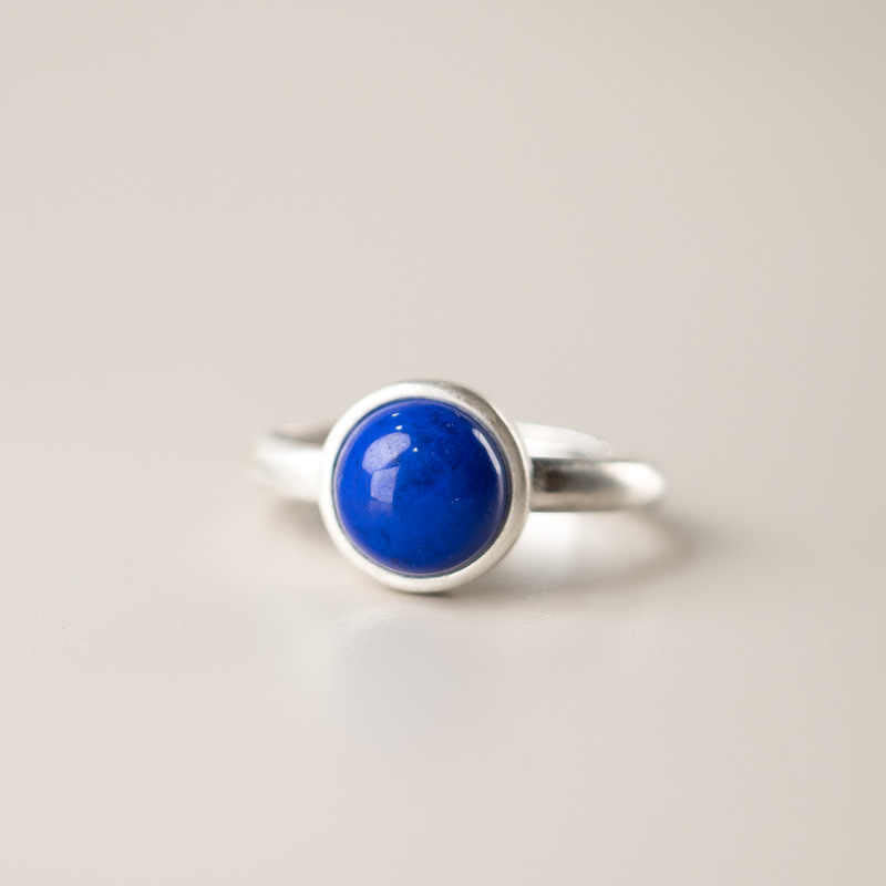 Natural Lapis Lazuli and Turquoise 925 Sterling Silver Adjustable Balance Ring