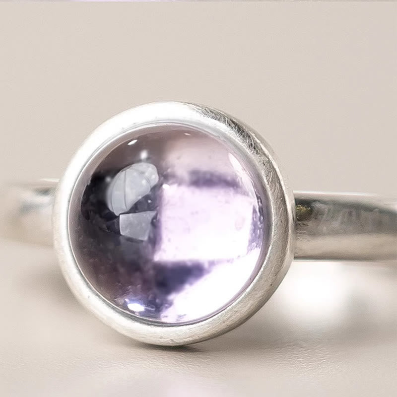 Natural Amethyst & 925 Sterling Silver Adjustable Band Ring