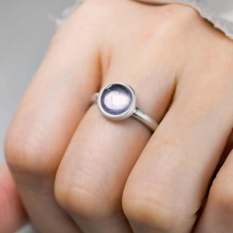 Natural Amethyst & 925 Sterling Silver Adjustable Band Ring