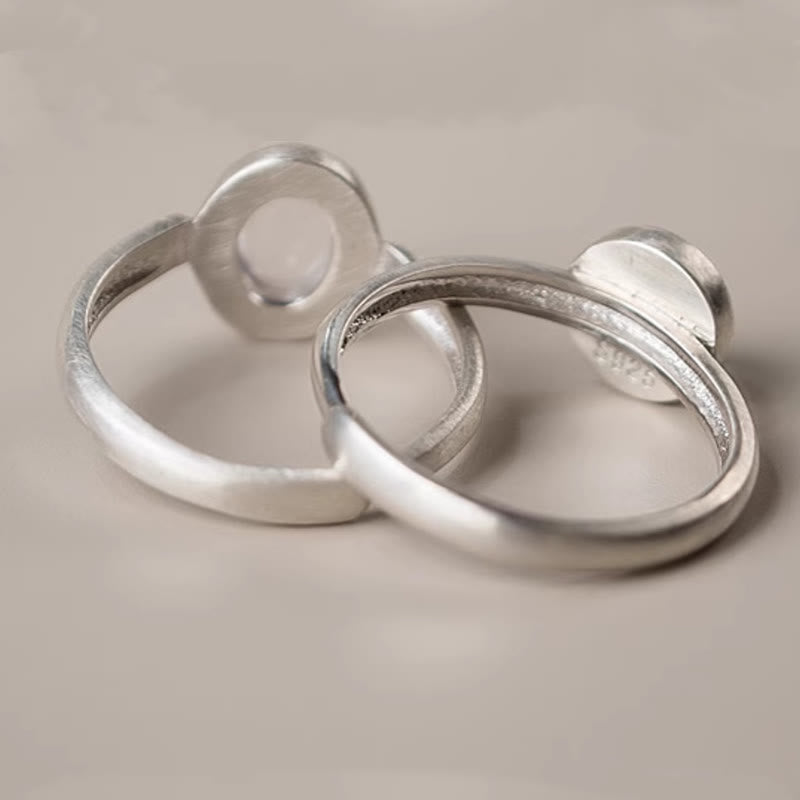 Natural Rose Quartz 925 Sterling Silver Adjustable Pink Crystal Ring