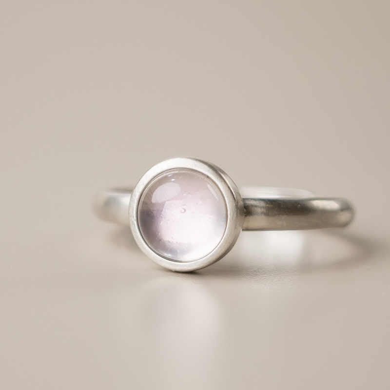 Natural Rose Quartz 925 Sterling Silver Adjustable Pink Crystal Ring