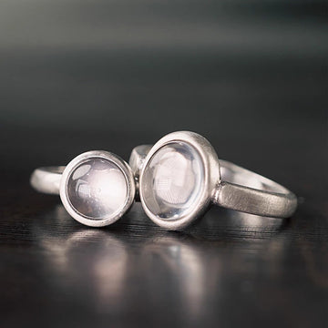 Natural Rose Quartz 925 Sterling Silver Adjustable Pink Crystal Ring
