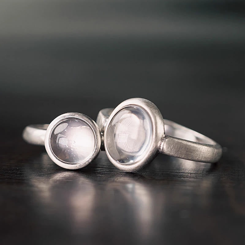 Natural Rose Quartz 925 Sterling Silver Adjustable Pink Crystal Ring