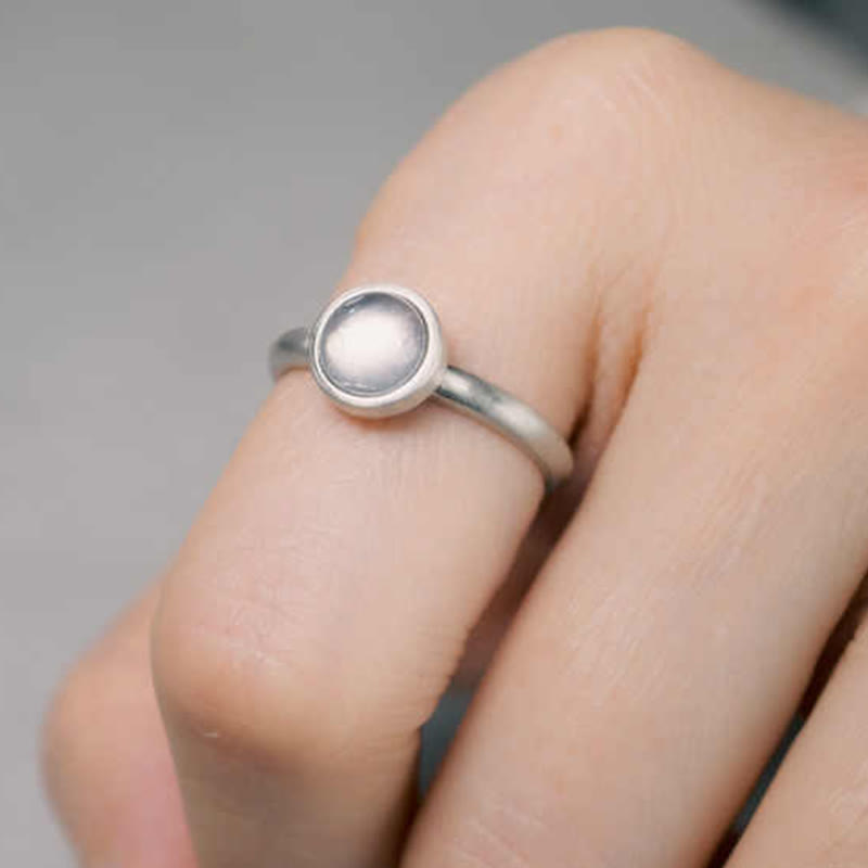 Natural Rose Quartz 925 Sterling Silver Adjustable Pink Crystal Ring