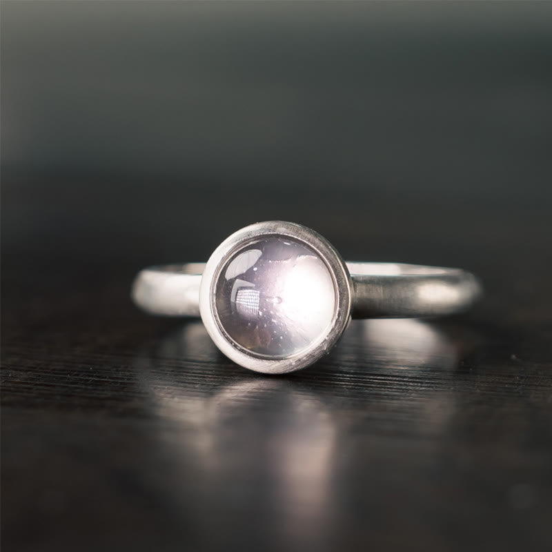 Natural Rose Quartz 925 Sterling Silver Adjustable Pink Crystal Ring