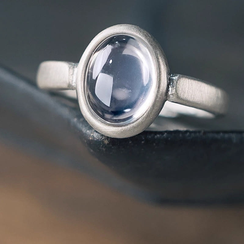 Natural Rose Quartz 925 Sterling Silver Adjustable Pink Crystal Ring