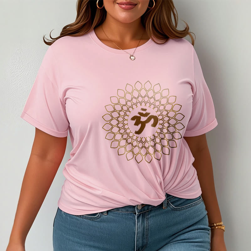 Soft Cotton Rhombus Om Meditation T-Shirt