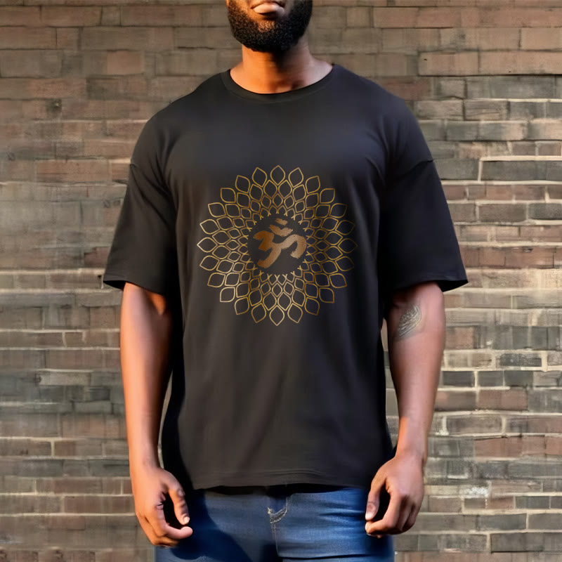 Soft Cotton Rhombus Om Meditation T-Shirt