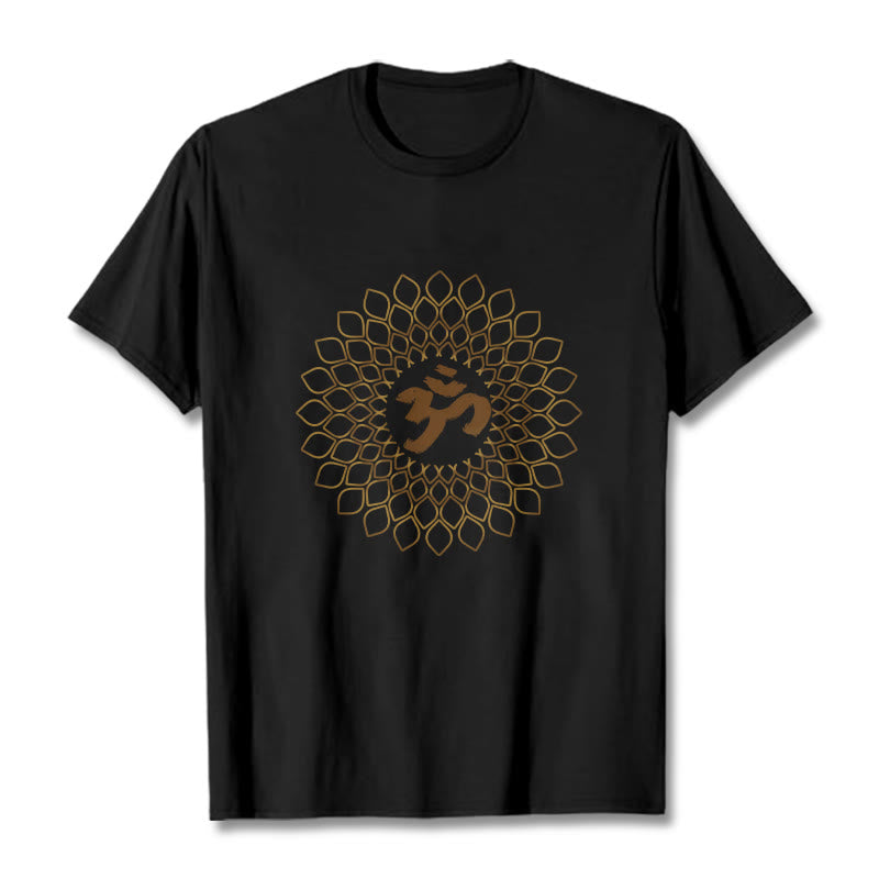 Soft Cotton Rhombus Om Meditation T-Shirt