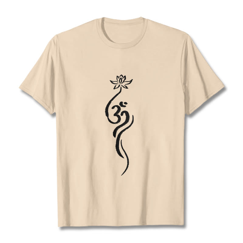 Pure Cotton Unisex Lotus Om Meditation T-Shirt