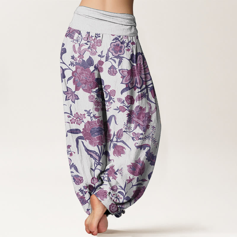 Pure Cotton Sunflower Pattern Women's Elastic Waist Harem Pants