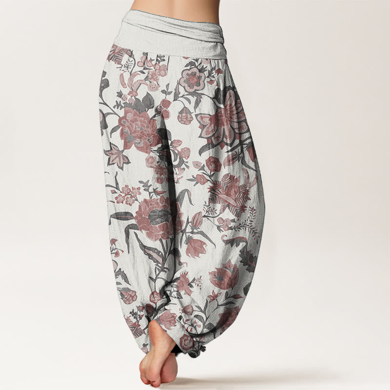 Pure Cotton Sunflower Pattern Women's Elastic Waist Harem Pants