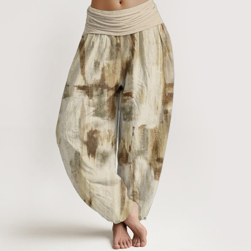 Pure Cotton Tie Dye Pattern Design Women's Elastic Waist Harem Pants
