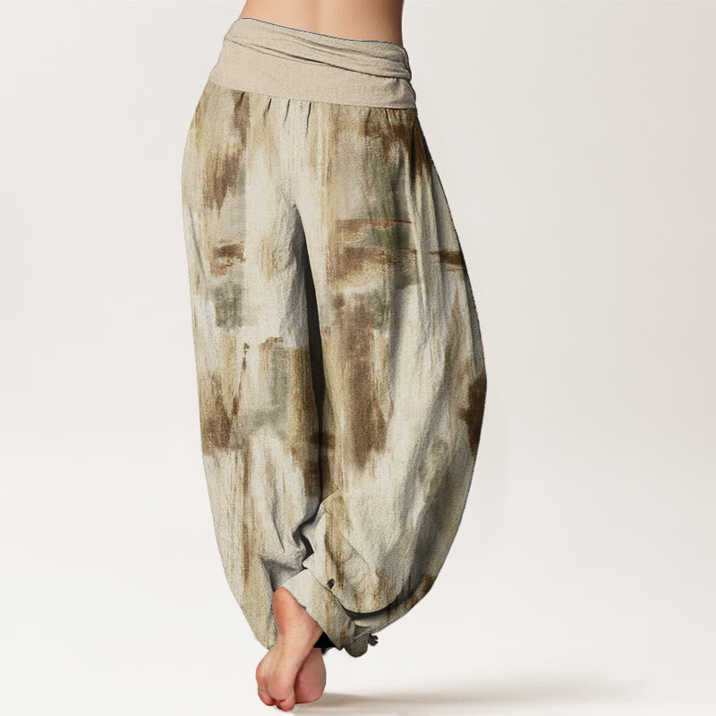 Pure Cotton Tie Dye Pattern Design Women's Elastic Waist Harem Pants