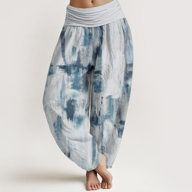 Pure Cotton Tie Dye Pattern Design Women's Elastic Waist Harem Pants