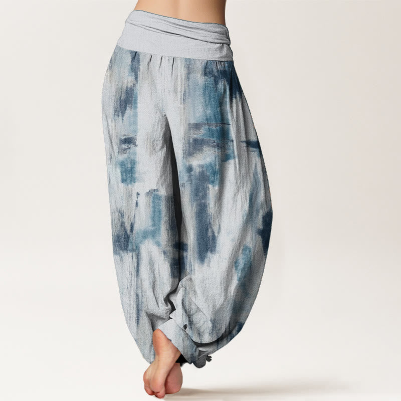 Pure Cotton Tie Dye Pattern Design Women's Elastic Waist Harem Pants