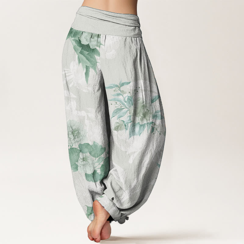 Breathable Cotton Botanical Print Meditative Harem Pants