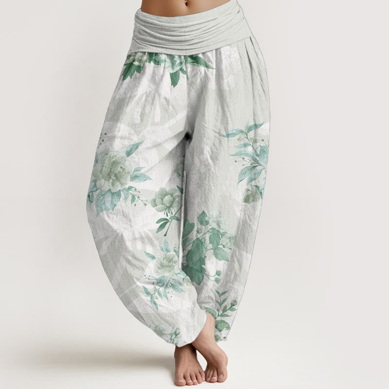 Breathable Cotton Botanical Print Meditative Harem Pants