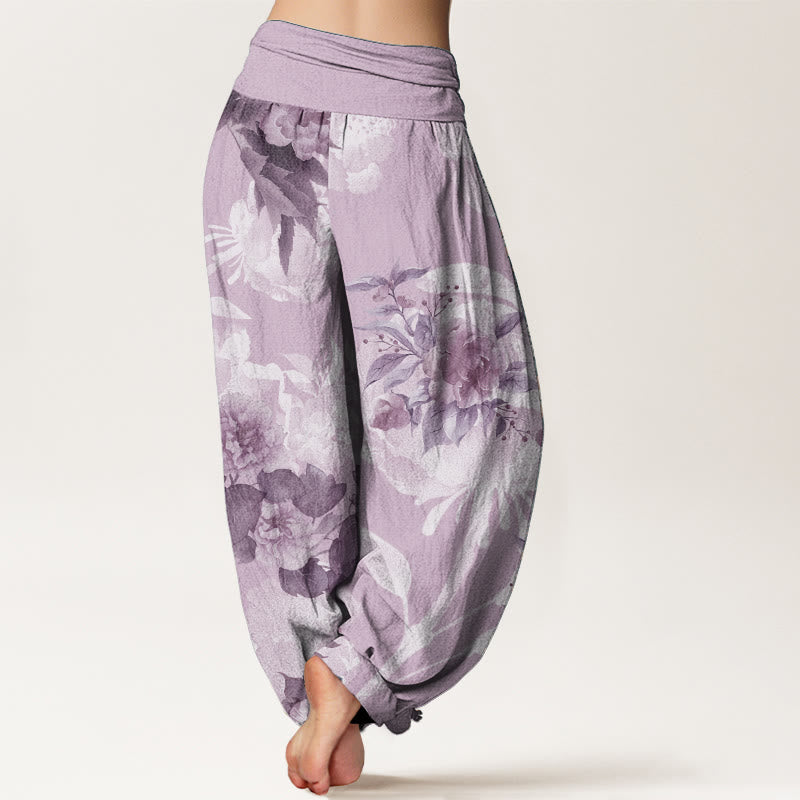Breathable Cotton Botanical Print Meditative Harem Pants