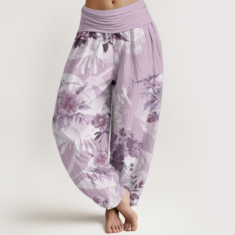 Breathable Cotton Botanical Print Meditative Harem Pants